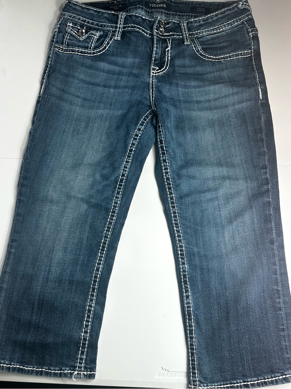 Vigoss Women's Dark Blue Contrast Stitch Capri Jeans Size 11/12